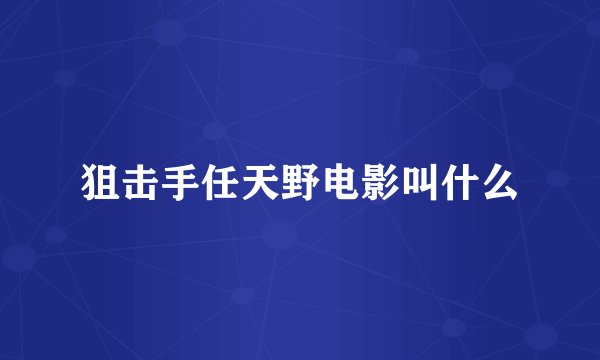 狙击手任天野电影叫什么