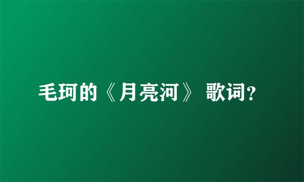 毛珂的《月亮河》 歌词？