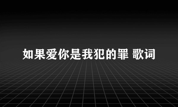 如果爱你是我犯的罪 歌词