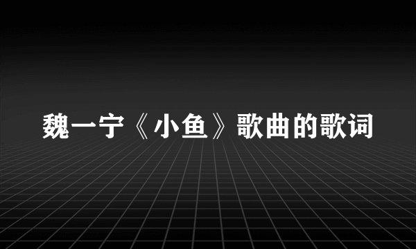 魏一宁《小鱼》歌曲的歌词