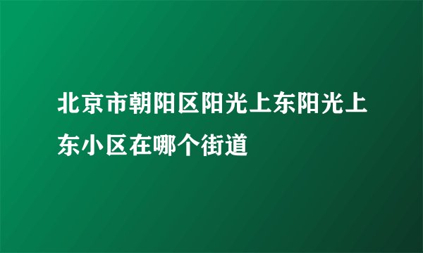 北京市朝阳区阳光上东阳光上东小区在哪个街道