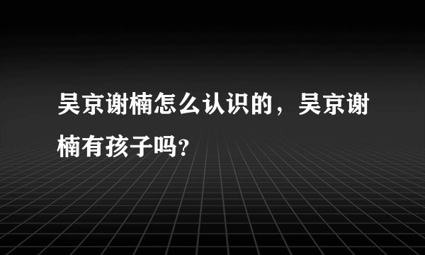 吴京谢楠怎么认识的，吴京谢楠有孩子吗？