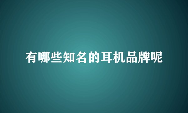 有哪些知名的耳机品牌呢