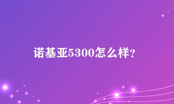 诺基亚5300怎么样？