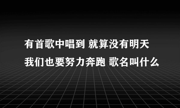 有首歌中唱到 就算没有明天 我们也要努力奔跑 歌名叫什么