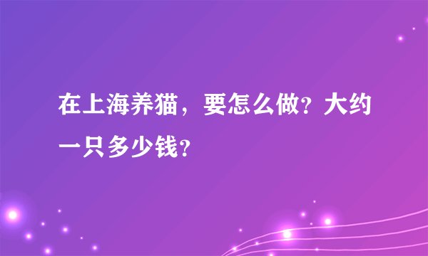 在上海养猫，要怎么做？大约一只多少钱？