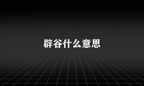 辟谷什么意思