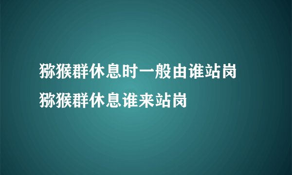猕猴群休息时一般由谁站岗 猕猴群休息谁来站岗