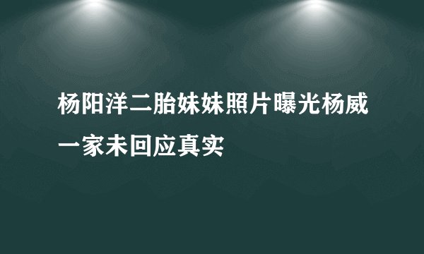 杨阳洋二胎妹妹照片曝光杨威一家未回应真实