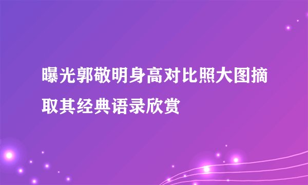 曝光郭敬明身高对比照大图摘取其经典语录欣赏