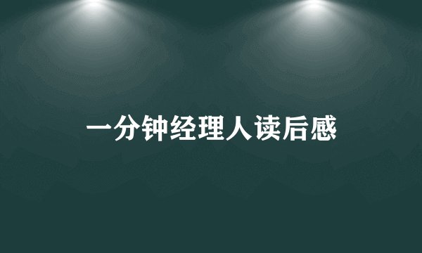 一分钟经理人读后感