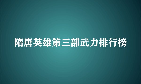 隋唐英雄第三部武力排行榜