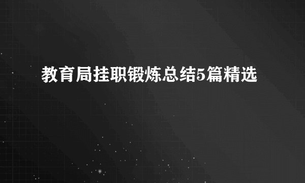 教育局挂职锻炼总结5篇精选
