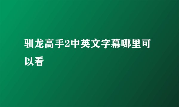 驯龙高手2中英文字幕哪里可以看