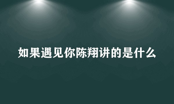如果遇见你陈翔讲的是什么