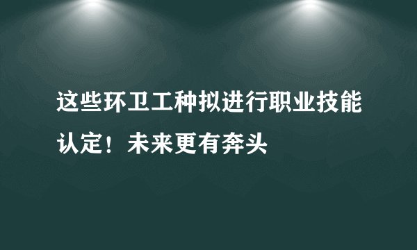 这些环卫工种拟进行职业技能认定!未来更有奔头