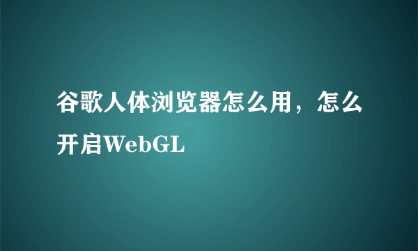 谷歌人体浏览器怎么用,怎么开启WebGL
