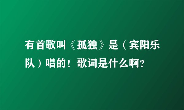 有首歌叫《孤独》是（宾阳乐队）唱的！歌词是什么啊？