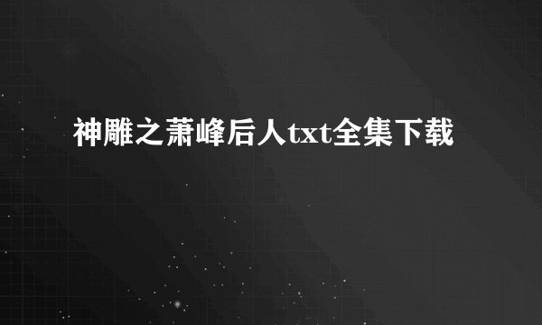 神雕之萧峰后人txt全集下载