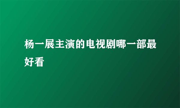 杨一展主演的电视剧哪一部最好看