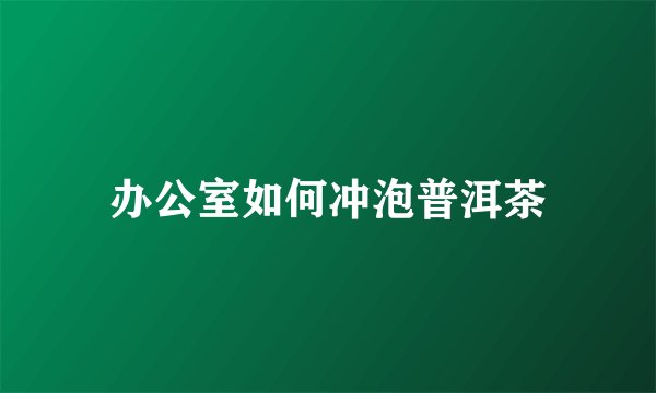 办公室如何冲泡普洱茶