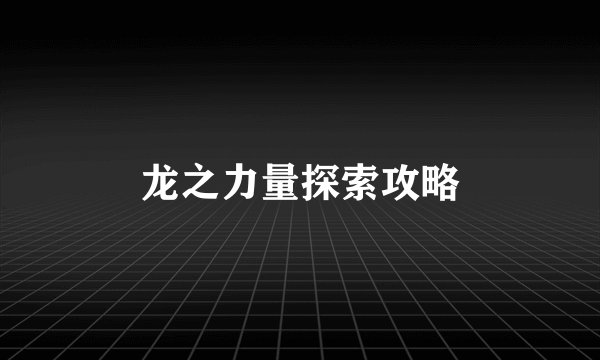 龙之力量探索攻略