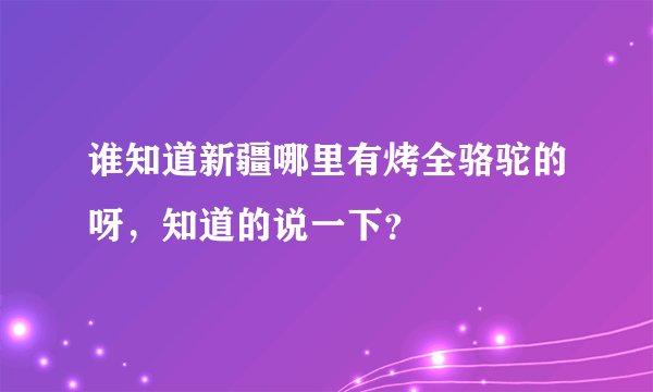 谁知道新疆哪里有烤全骆驼的呀，知道的说一下？