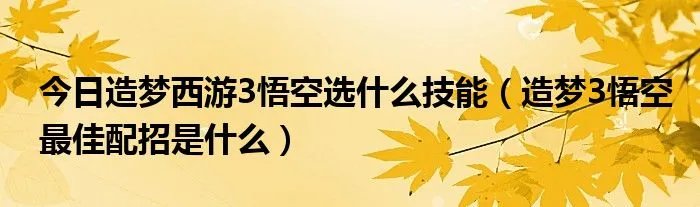 今日造梦西游3悟空选什么技能（造梦3悟空最佳配招是什么）