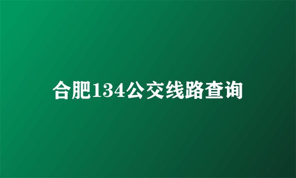 合肥134公交线路查询