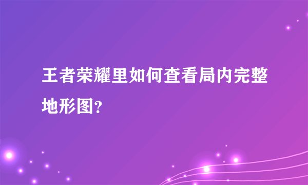 王者荣耀里如何查看局内完整地形图？
