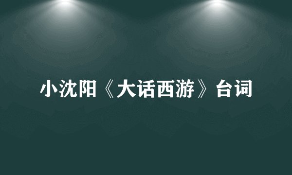 小沈阳《大话西游》台词