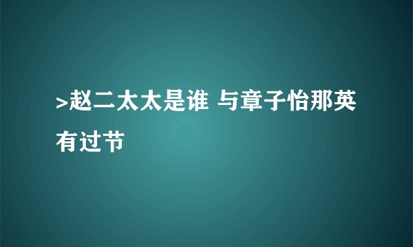 >赵二太太是谁 与章子怡那英有过节