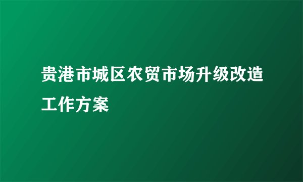 贵港市城区农贸市场升级改造工作方案