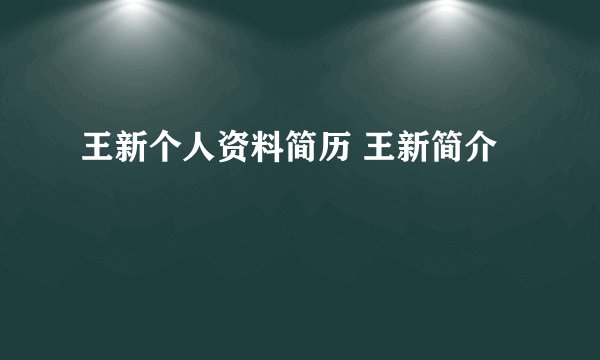 王新个人资料简历 王新简介