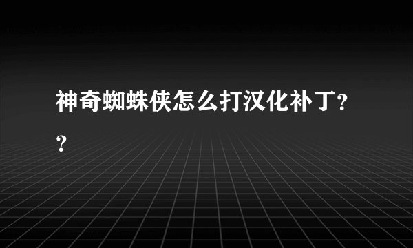 神奇蜘蛛侠怎么打汉化补丁？？