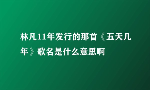 林凡11年发行的那首《五天几年》歌名是什么意思啊