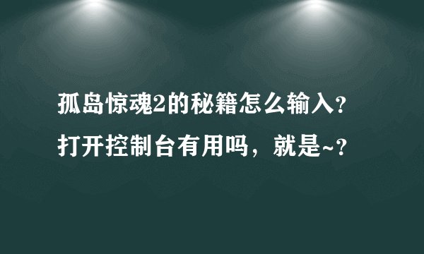 孤岛惊魂2的秘籍怎么输入?打开控制台有用吗,就是~?