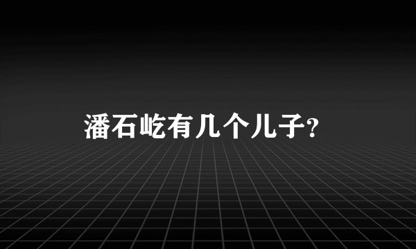 潘石屹有几个儿子?