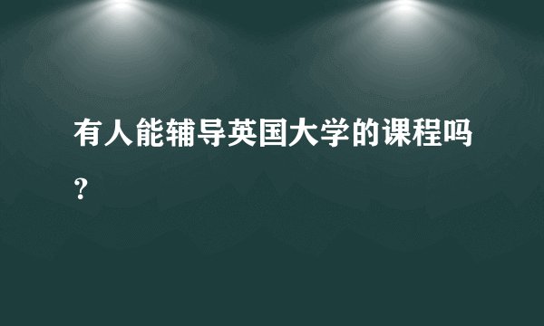 有人能辅导英国大学的课程吗？