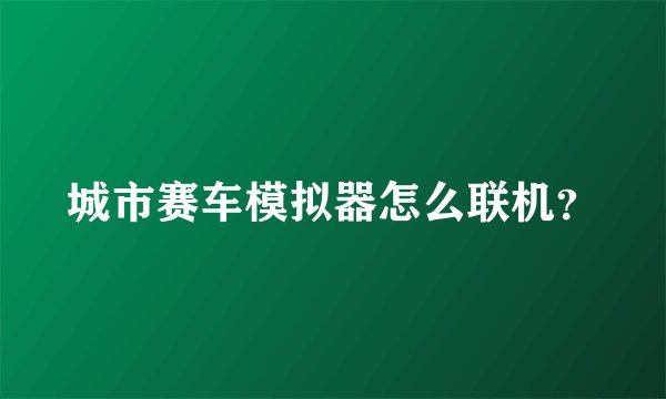 城市赛车模拟器怎么联机?