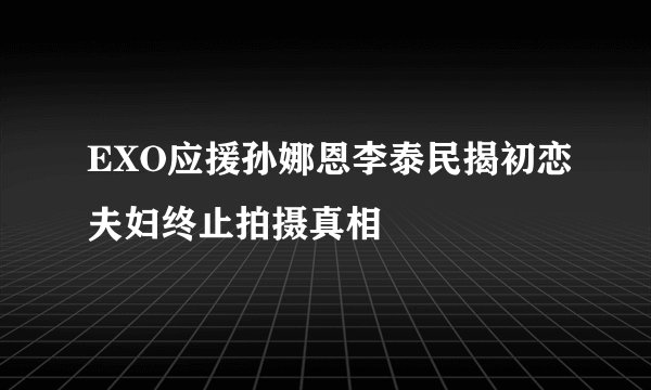 EXO应援孙娜恩李泰民揭初恋夫妇终止拍摄真相
