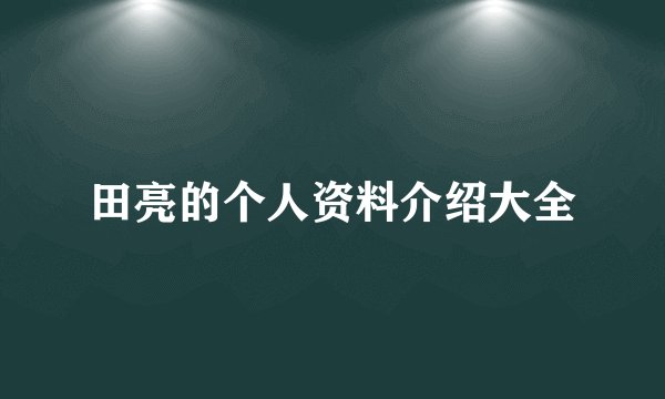 田亮的个人资料介绍大全
