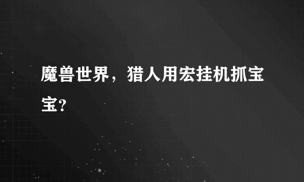 魔兽世界,猎人用宏挂机抓宝宝?