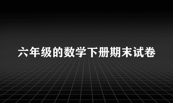六年级的数学下册期末试卷