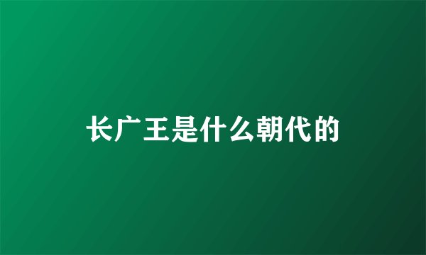 长广王是什么朝代的