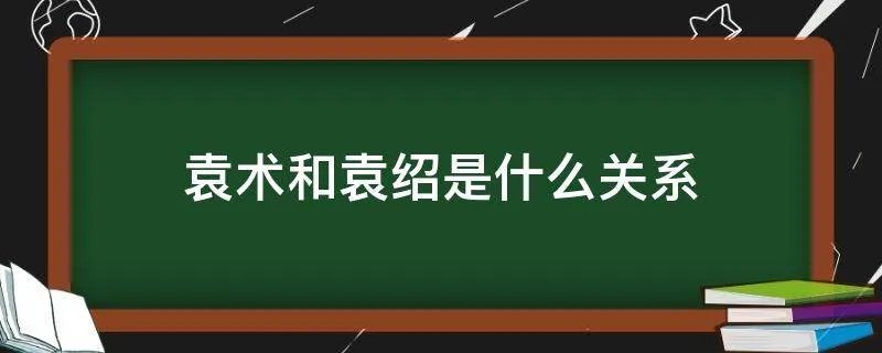 袁术和袁绍是什么关系