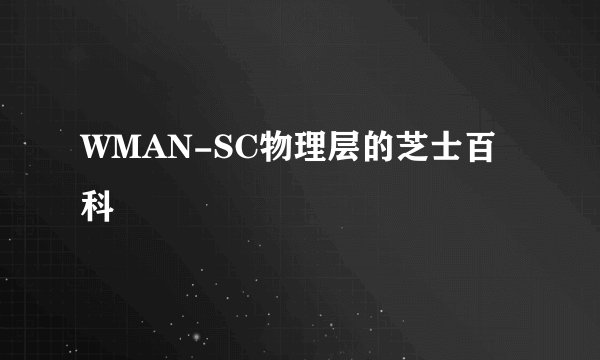 WMAN-SC物理层的芝士百科