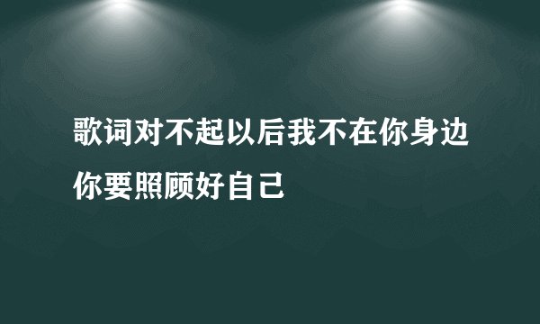 歌词对不起以后我不在你身边你要照顾好自己