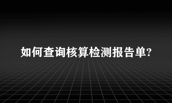 如何查询核算检测报告单?