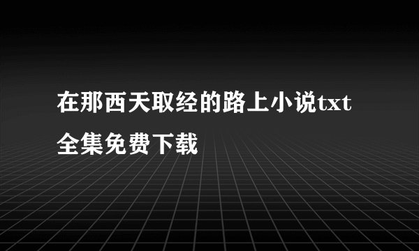 在那西天取经的路上小说txt全集免费下载